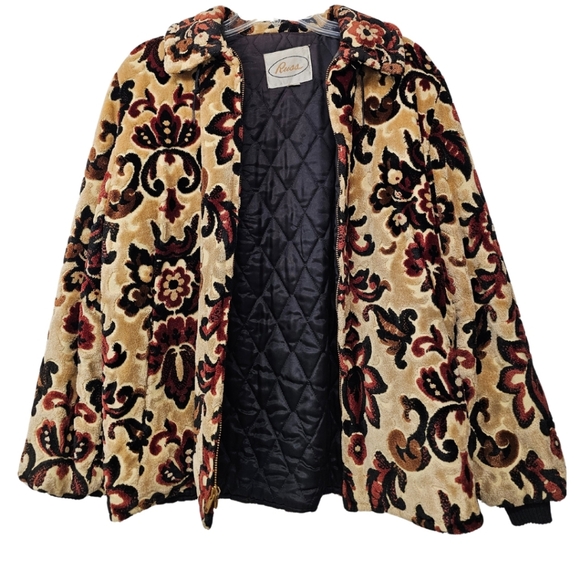 Vintage 1970s Russ Damask Carpet Coat - Picture 2 of 12